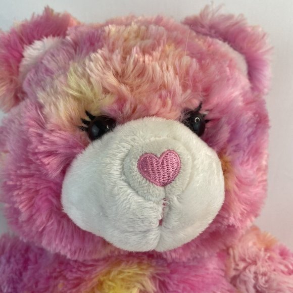 Build A Bear Endless Hugs Teddy Bear 17" Plush Heart Nose Pink Tie Dye Retired - Picture 2 of 7